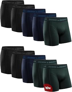 DANISH ENDURANCE Mens Boxer Briefs, Soft Cotton, w/or w/o Fly, 6 & 10-Pack