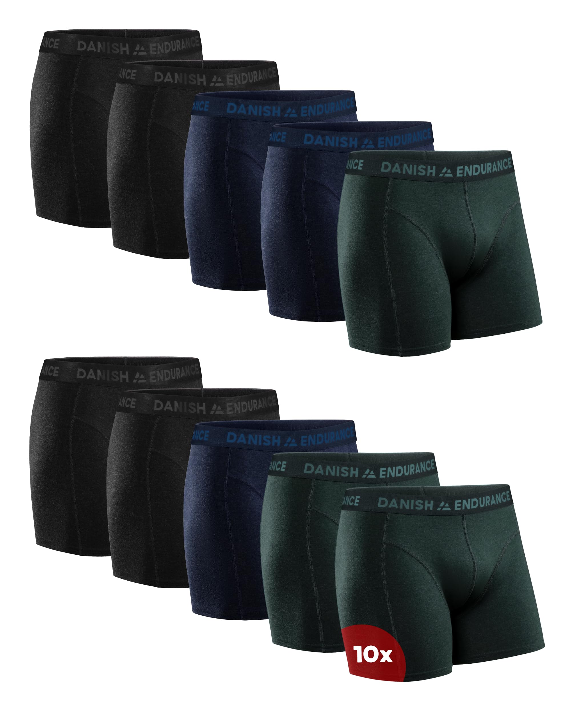 DANISH ENDURANCE Mens Boxer Briefs, Soft Cotton, w/or w/o Fly, 6 & 10-Pack