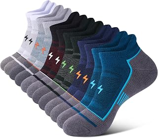 Cirorld Mens Ankle Running Socks, Athletic Cushioned Low Cut Moisture Wicking Cotton Short Sports Socks, 6/12 Pairs