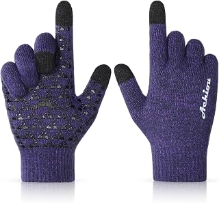 Achiou Winter Gloves for Men and Women, Touchscreen Soft Knit Gloves