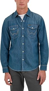 Wrangler Iconic Denim Regular Fit Snap Shirt Men's Button-Down Shirt (Pack