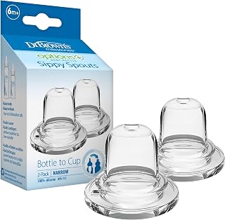 Dr. Brown's® Options+™ Standard Narrow Bottle Sippy Spouts (2-Pack) | Soft 100% silicone sippy spouts for Options+ Narrow baby bottles, transition from nipple to sippy