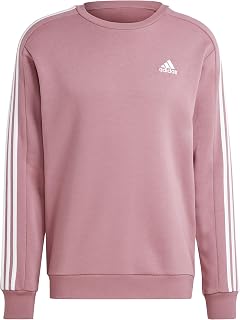 adidas Men's Essentials Fleece 3-Stripes Sweatshirt, preloved crimson, XXS