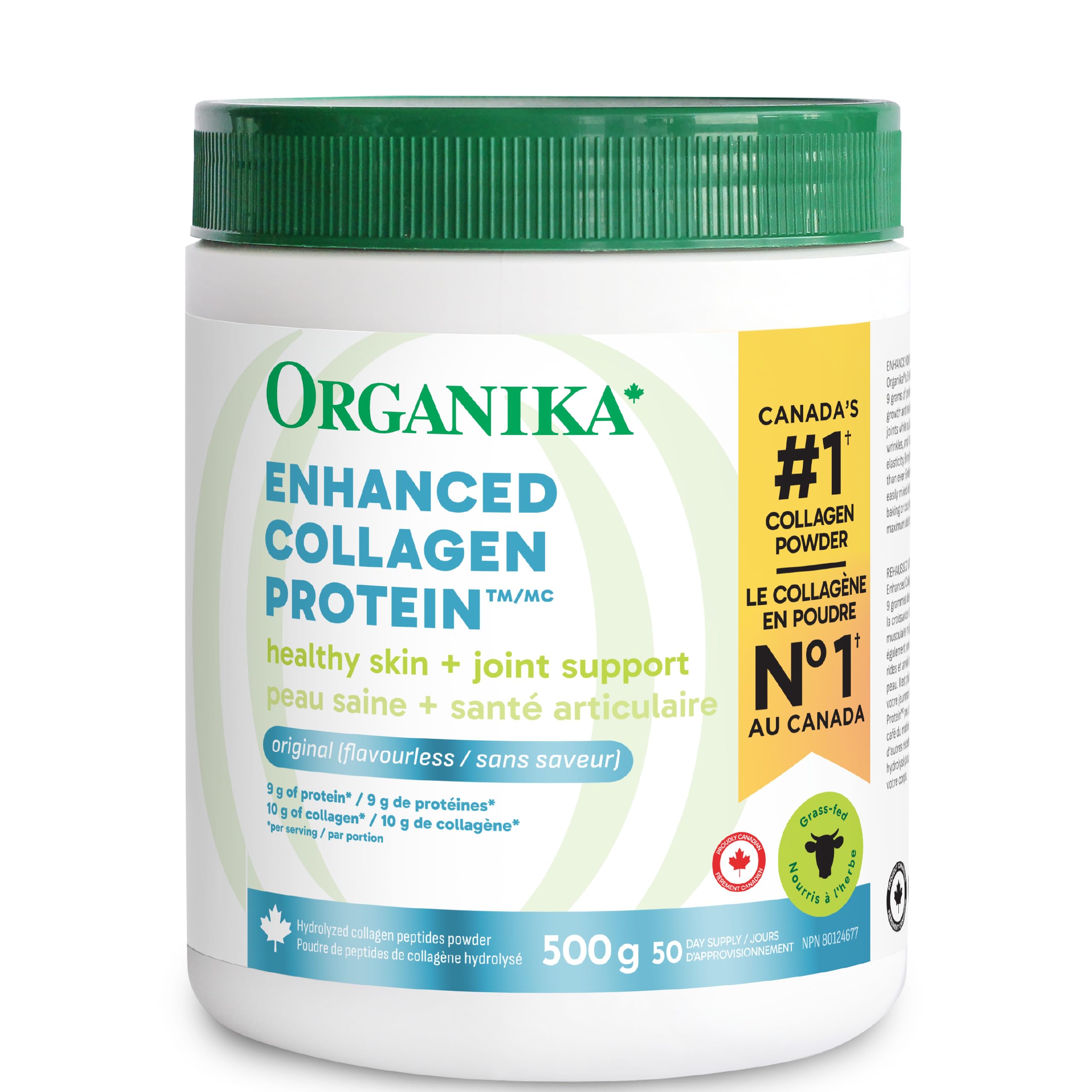 Organika Enhanced Collagen Peptides Powder (Type 1 & 3) | Unflavoured - 500g, 50