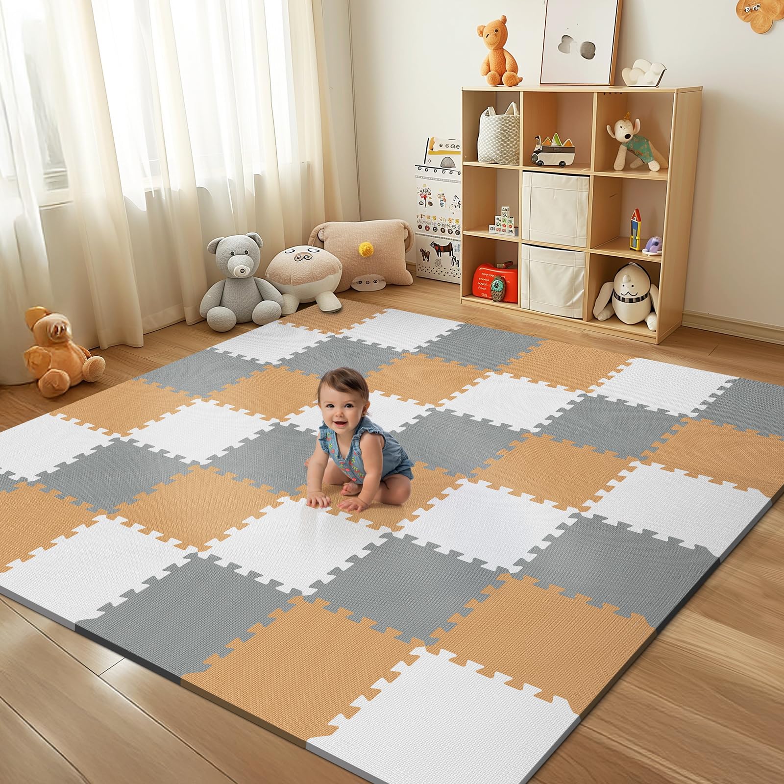 36Pcs Baby Play Mat for Floor, Foam Floor Tiles for Kids with Interlocking, Squa