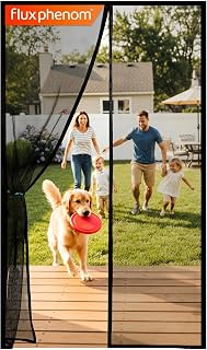 Flux Phenom Magnetic Screen Door - Bugs Out, Breeze in - 9min Install Auto-Sealing Heavy Duty Double Stitched Mesh, 52 Magnets, Hands Free Sliding & Patio Doors Net, Pet & Kid Friendly, 38 x 82 Inch