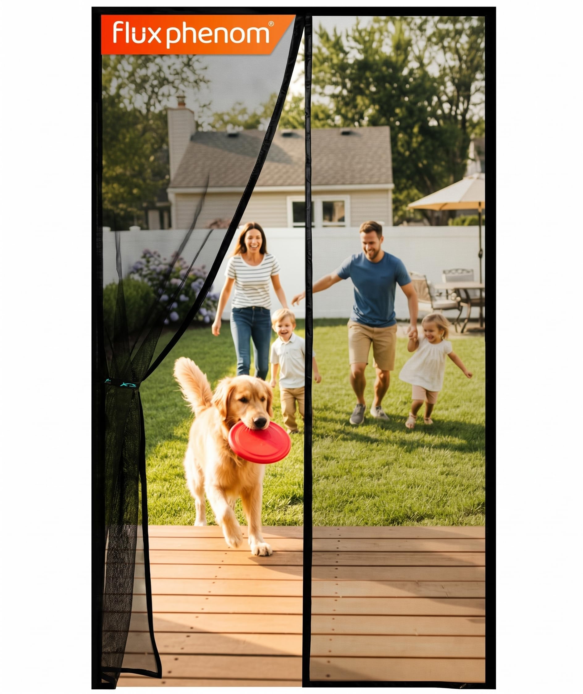 Flux Phenom Magnetic Screen Door - Bugs Out, Breeze in - 9min Install Auto-Seali