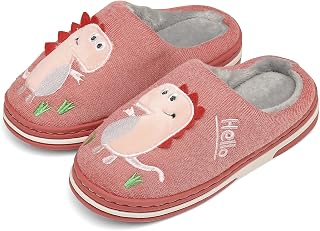 INMINPIN Winter House Slippers Children Warm Plush Winter Slippers Cute Dinosaur Comfortable Cotton Indoor Slippers for Girls Boys