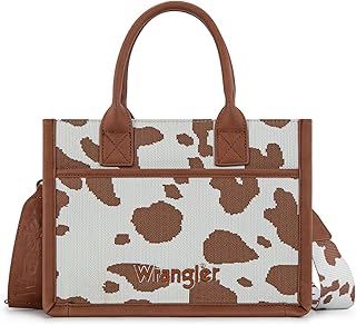 Montana West Wrangler Tote Bag Cow Print Western Satchel Bags for Women Rustler Fringe Purse