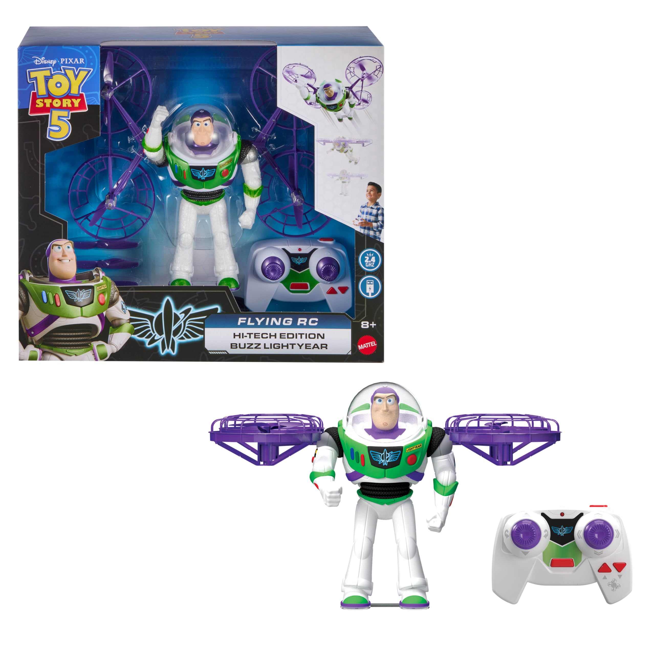 Mattel Disney and Pixar Toy Story 5 Flying RC Buzz Lightyear | Hi-Tech Edition R