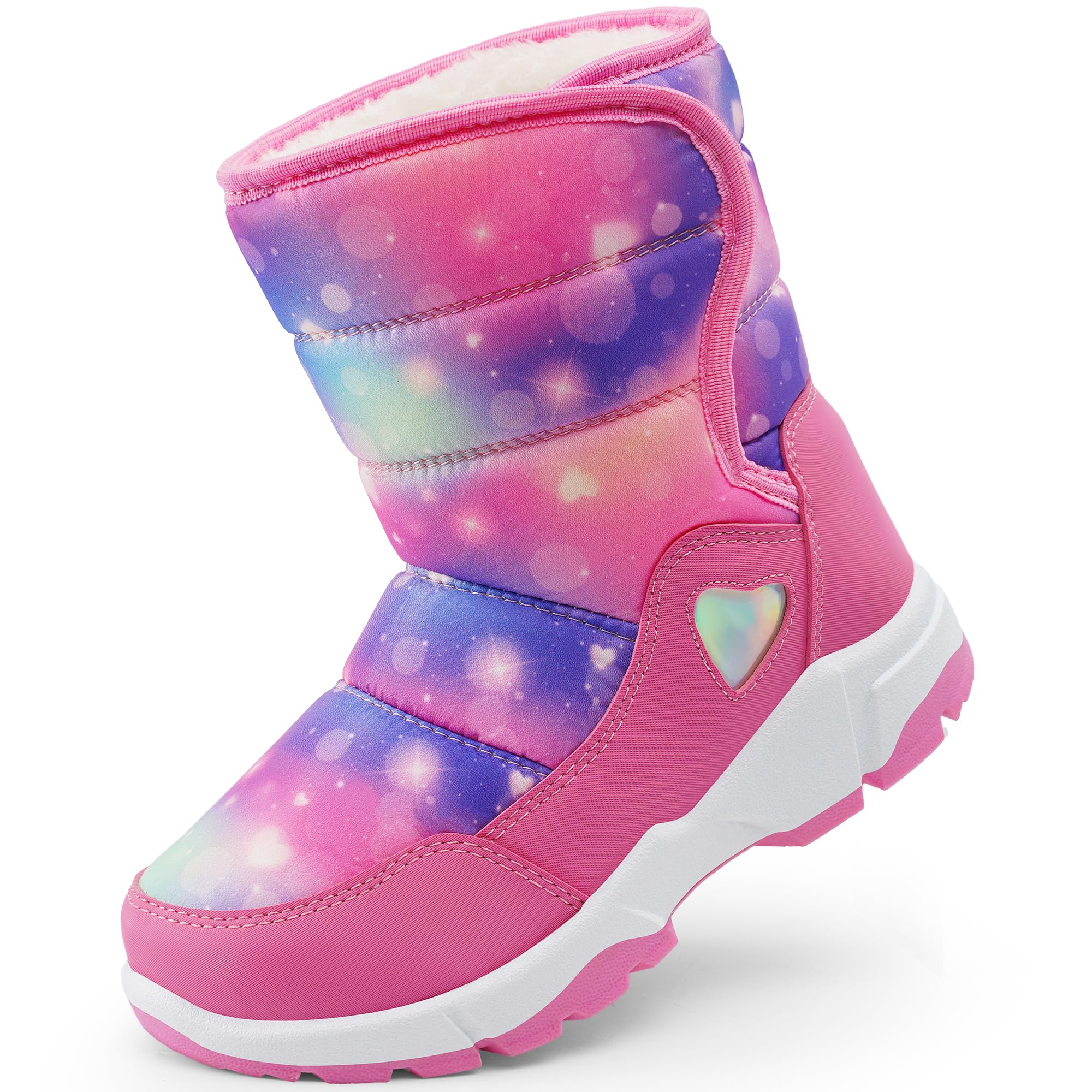 Girls Snow Boots Water-Resistant Warm Fur Lined Anti-Slip Winter Boots for Toddl