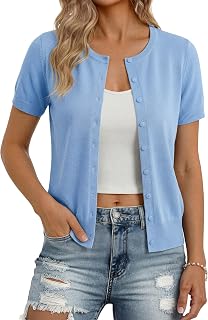 GRACE KARIN Womens Short Sleeve Cardigan Sweaters Lightweight Fall Outfits