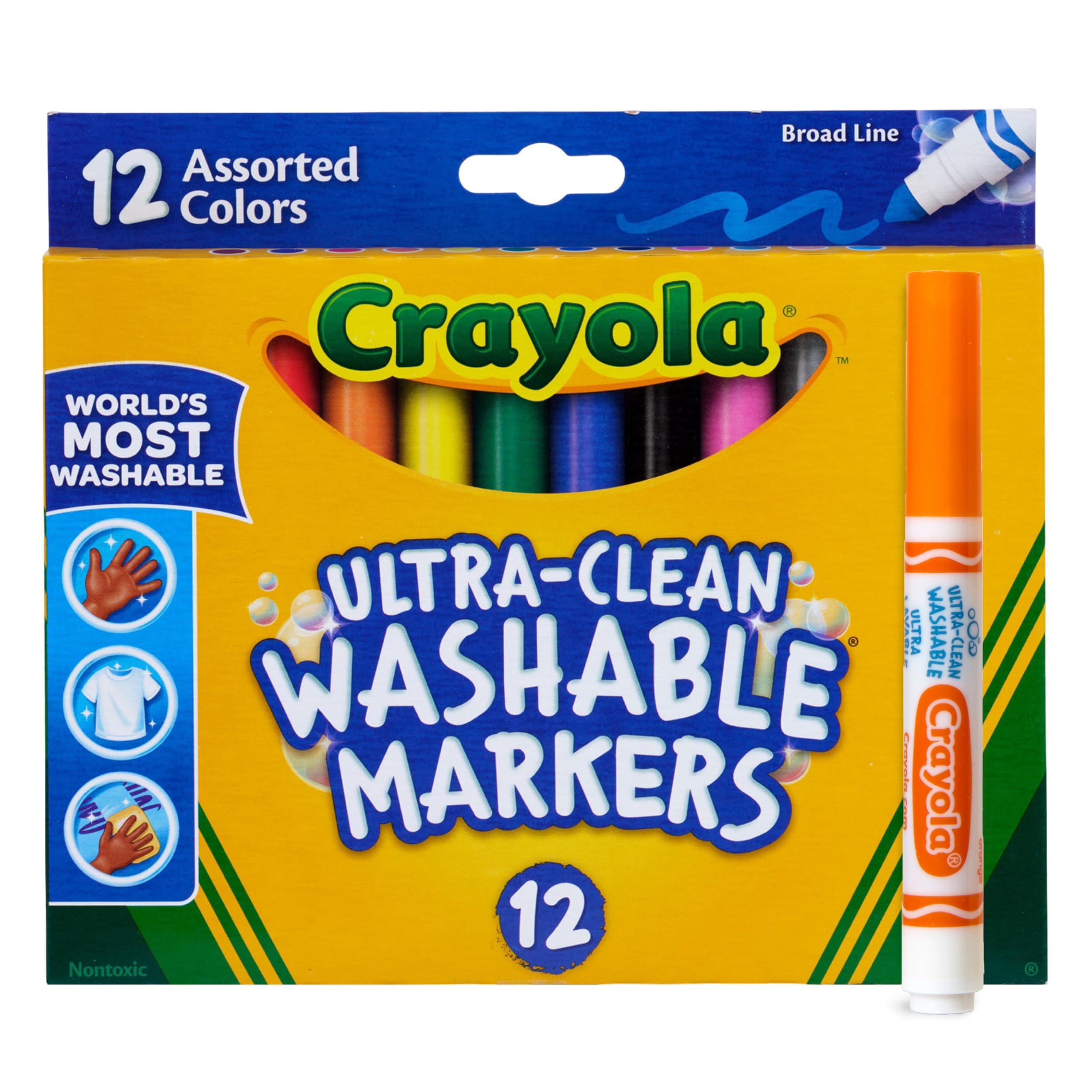 Crayola Broad Line Markers (12 Count), Washable Markers for Kids, Assorted Color