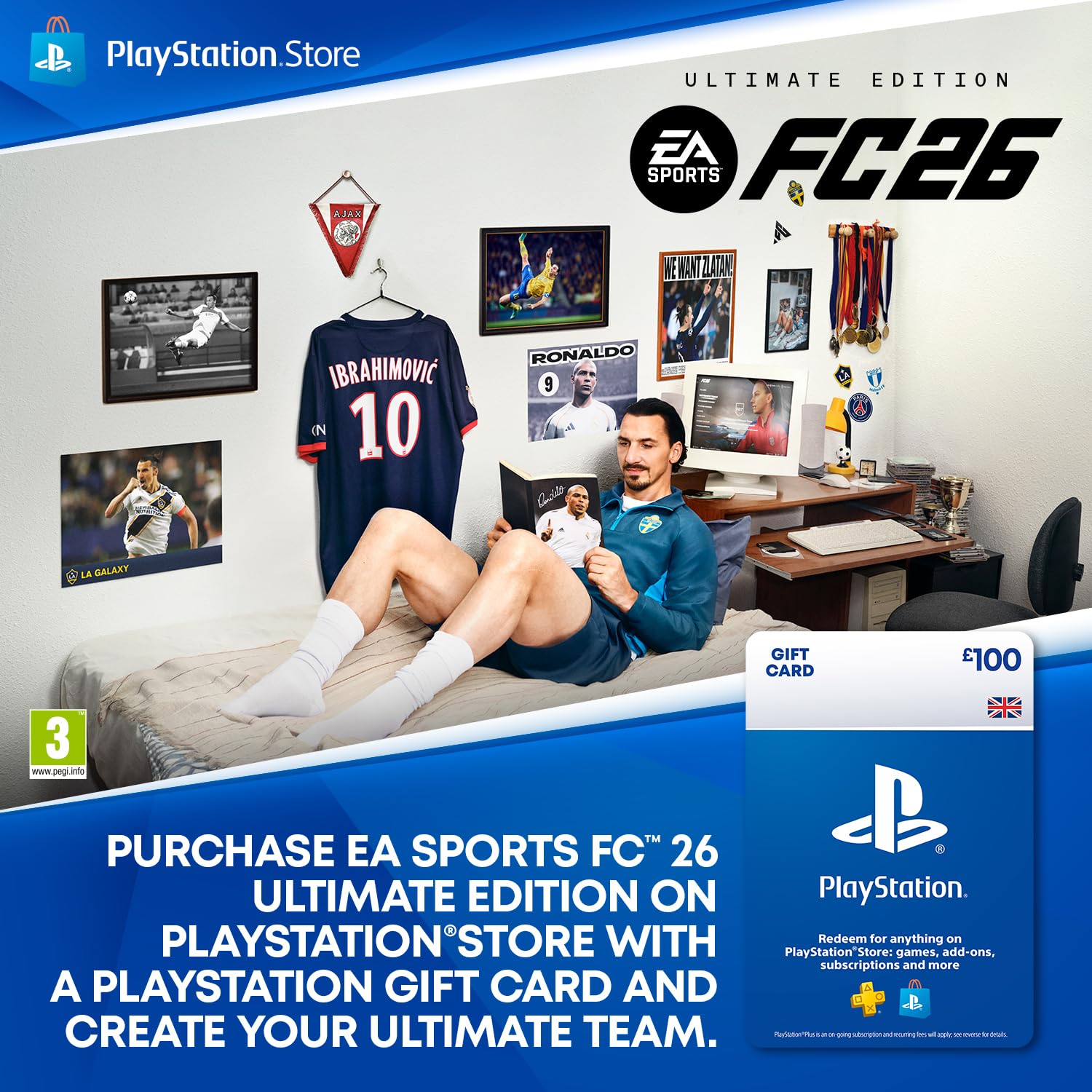 £100 PlayStation Store Gift Card for EA SPORTS FC 26 Ultimate Edition │ UK Accou