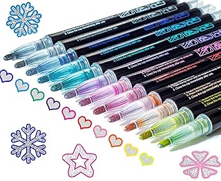 Muchcute Outline Markers Glitter Pens,12 Shimmer Toy Tween Teen Girl Gifts | Trendy Stuff Art Supplies Kids 6-8 9-12 10-12, Arts Crafts Kids Ages 8-12 Year Old Birthday Gifts, Cute Fun Crafts Girls 8-12