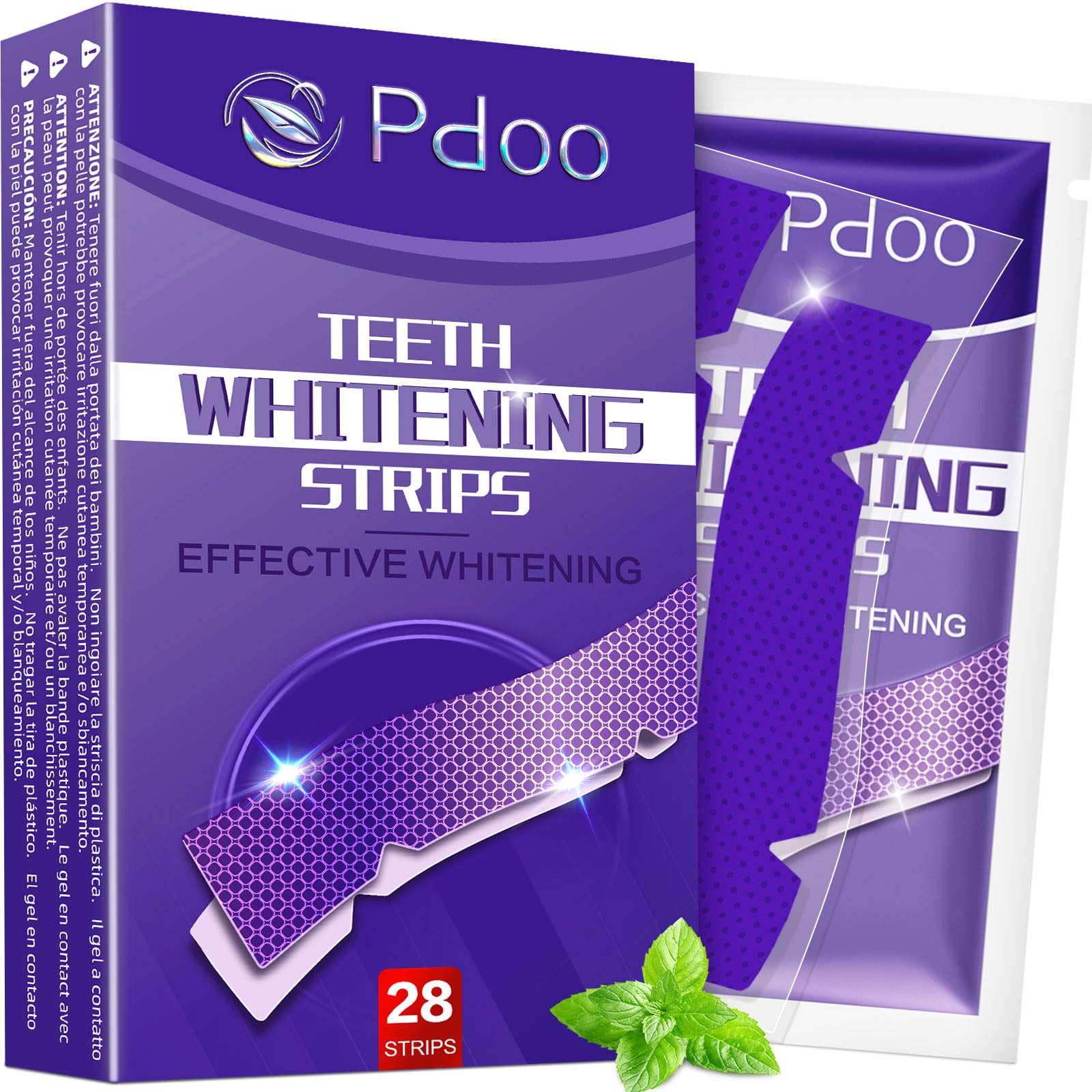 Purple Teeth Whitening Strips 14 Treatments - Enamel-Safe & No-Sensitivity & No-