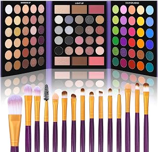 UCANBE 86 Colors Nude Eyeshadow Palette with 15pcs Makeup Brushes Set, Matte Glitter Long Lasting Highly Pigmented Waterproof Colorful Eye Shadow Contour Blush Powder Highlighter All in One