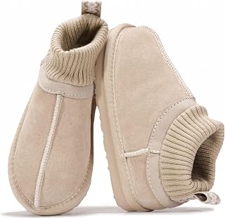 Project Cloud 100% Genuine Leather & Australian Shearling Slippers for Kids - Memory Foam Fluffy & Anti-Slip Fluffy Slippers Girls Footwear & Boys Shoes, Kids Uniform Shoes (Dreamwarm)