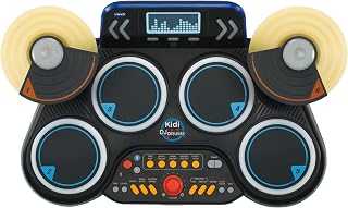 Vtech Kidi DJ Drums, English | Light-up drum kit with Bluetooth, audio port, 3 games and recording for custom drum sounds. Ages 5+