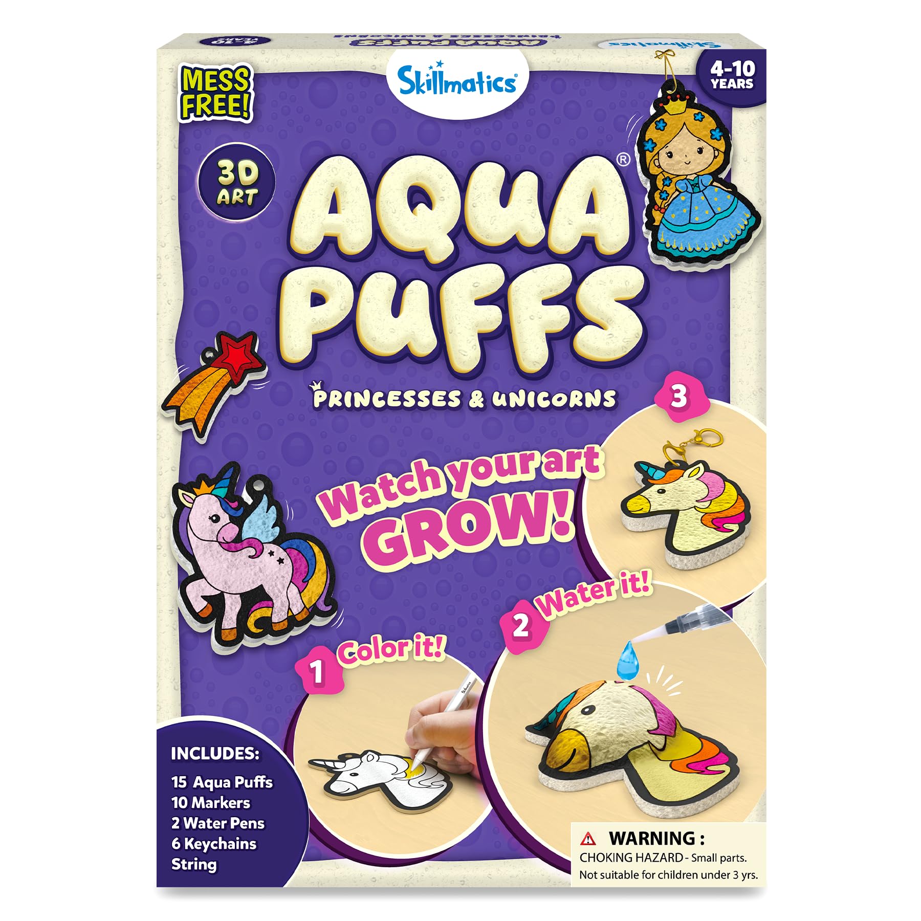 Skillmatics Aqua Puffs Unicorns, Art & Craft Gift for Kids, Paint by Number | DI