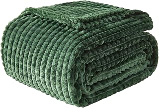 EMME Fleece Throw Blanket for Sofa, Soft, Fluffy, 200 x 230cm, 3D Touch Experience, Warm Cozy Throw, Versatile Single Flannel Blanket for Bed, Couch, Sofa, Armchairs, Dark Green