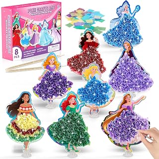 8 PCS Mess-Free Magical Princess Poke Art Craft Kit for Kids Ages 4-8 | Standing, DIY Fine Motor Activity, Creative &amp; Busy, Birthday Gifts Toys for Girls Age 4, 5, 6, 7, 8, 9