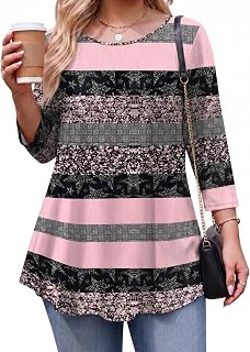 IN'VOLAND Plus Size Tops for Women 3/4 Sleeve Loose Shirts to Wear with Leggings Summer Fall 2025 Clothes