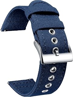 BINLUN Canvas Watch Strap Quick Release Fabric Watch Straps 18 mm 20 mm 22 mm 24 mm Textile Replacement Straps for Men and Women with Silver/Black Buckle