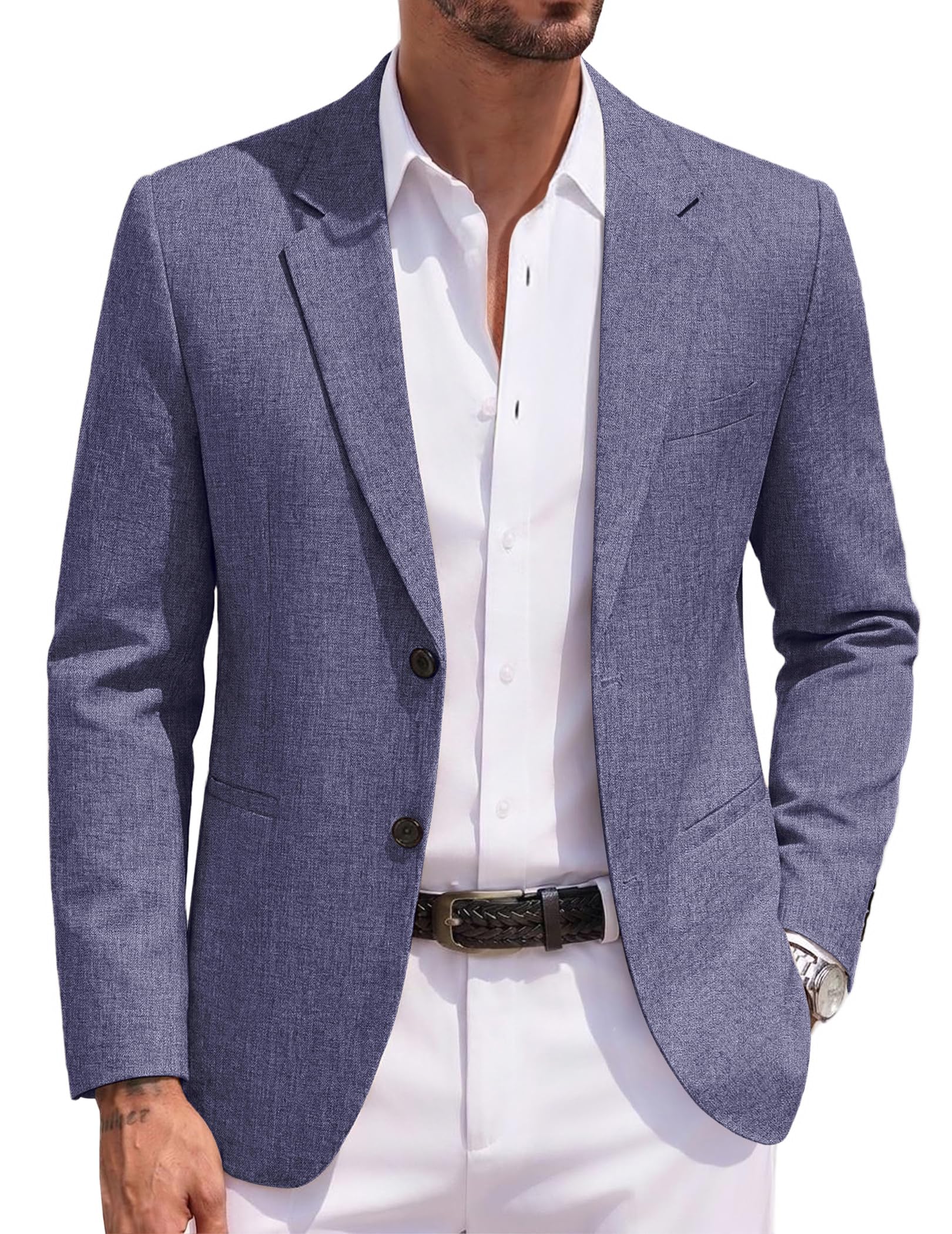 Coofandy Mens Blazer Casual Knit Jacket Lightweight Two Button Jacket
