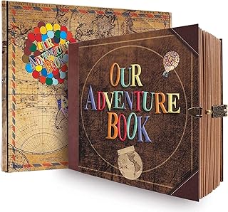 FEIYU BUY Our Adventure Book Vintage Scrapbook Journal | Travel memory album for couples, wedding gifts, photos, tickets, notes and DIY keepsakes
