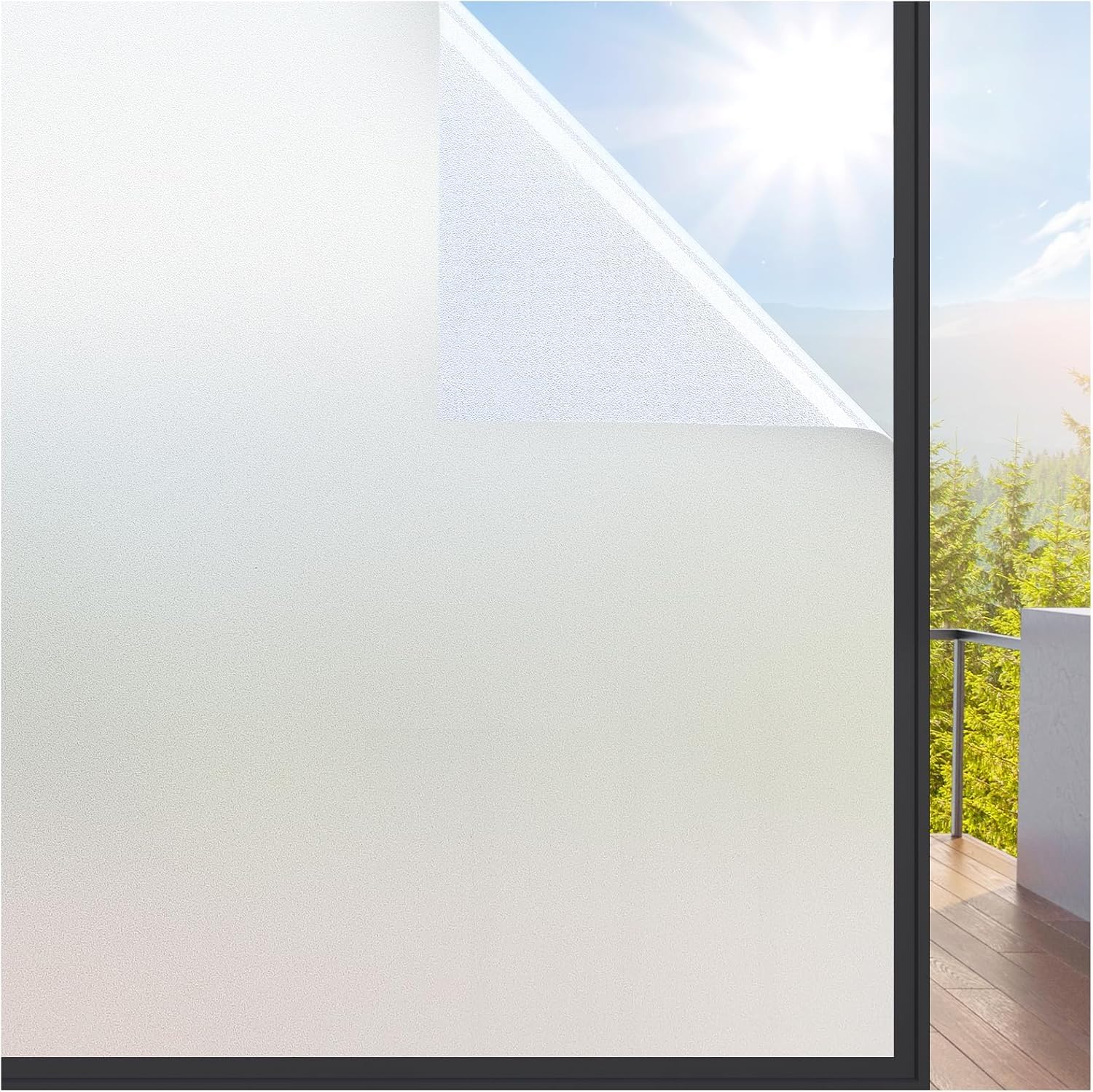rabbitgoo Window Films for Privacy with Grid Line Film, 44.5x200cm, Frosted | St