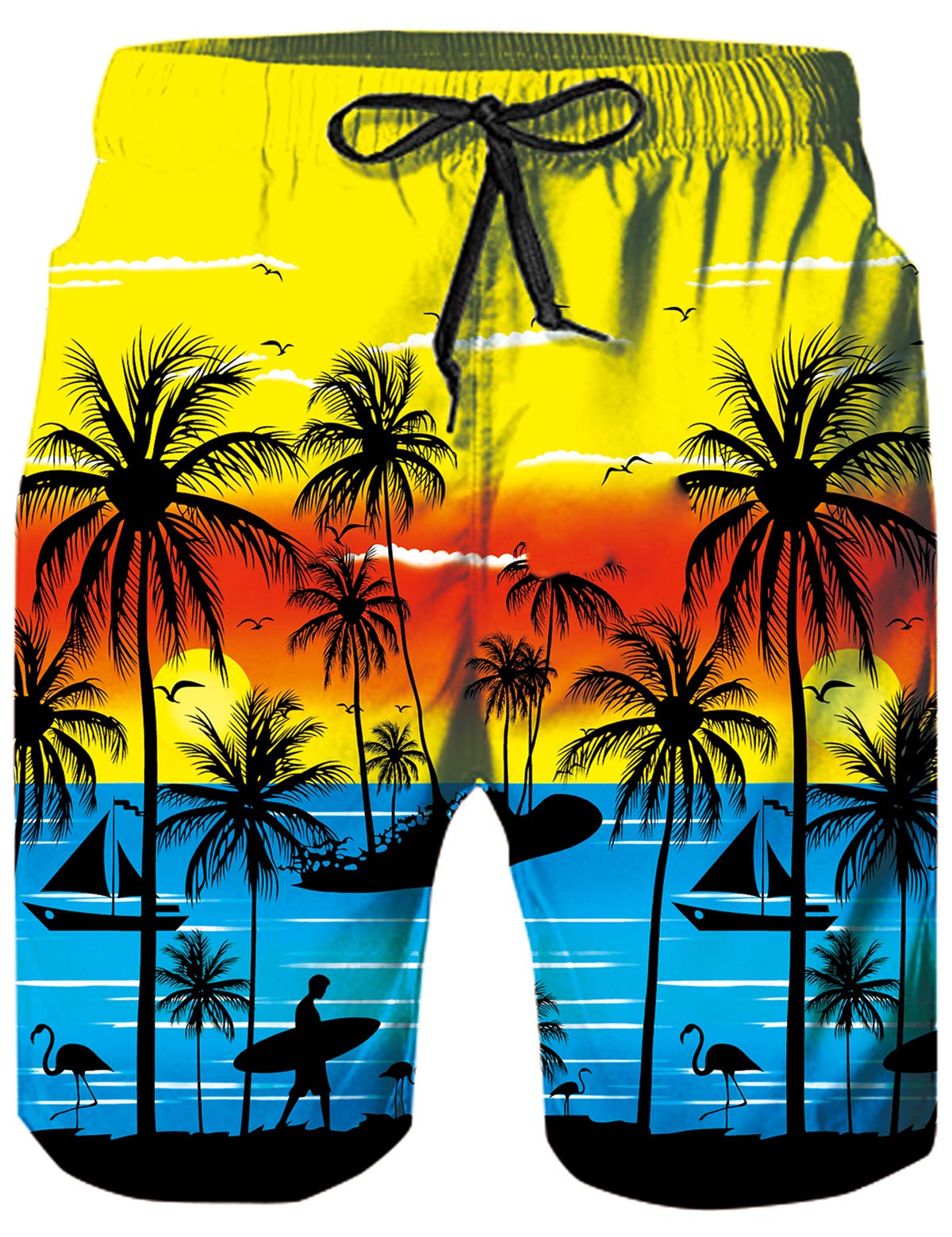 RAISEVERN Men's Swimming Trunks Funny Beach Pants Board Shorts Quick Dry Hawaiia