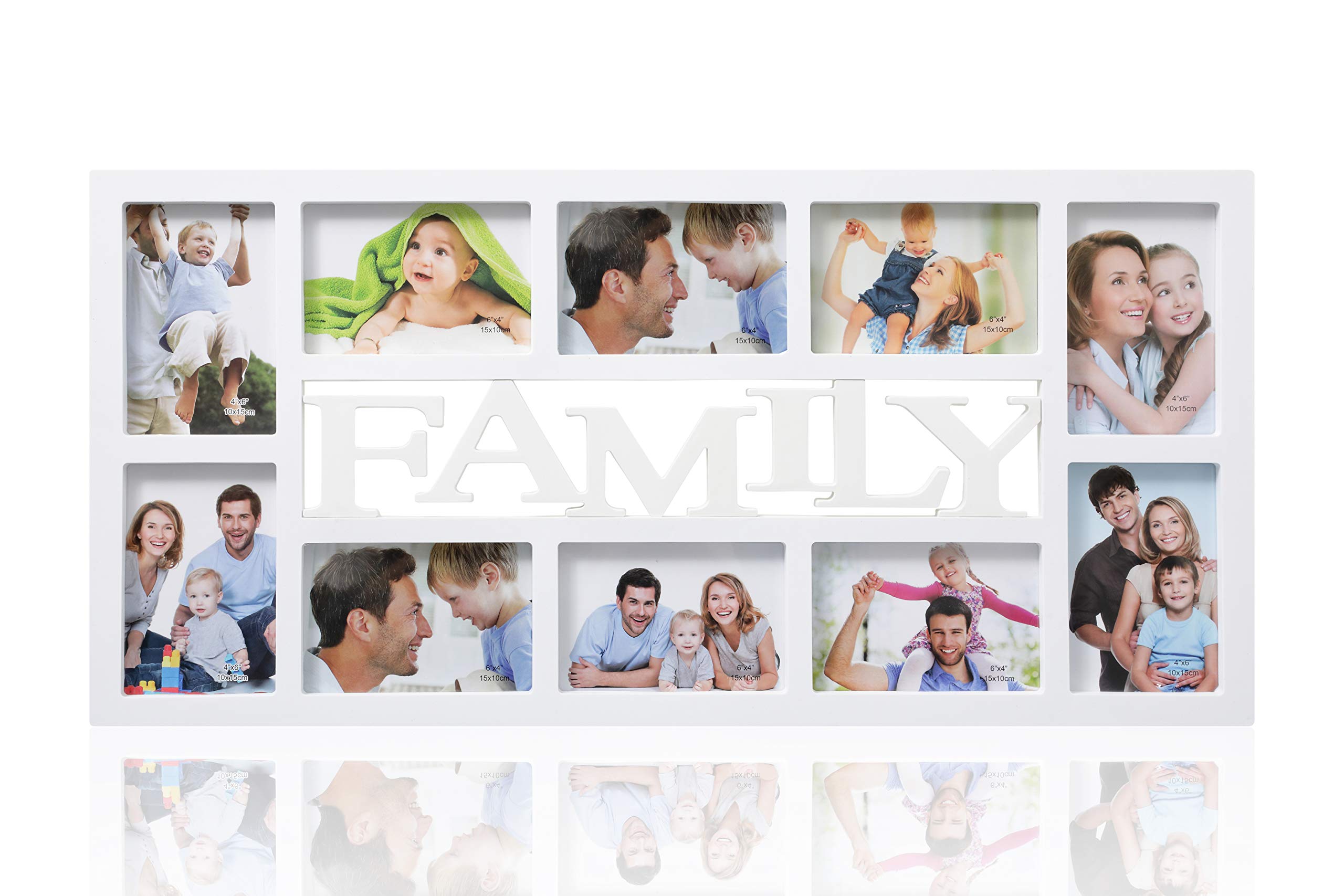 ARPAN Family Multi Aperture Photo Picture Frame - Holds 10 X 6''X4'' Photos (Whi