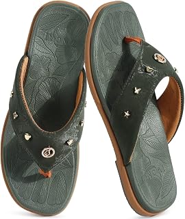 ONCAI Women's Flat Studded Flip Flops Summer Beach Trendy Dressy Walking Sandals with Outdoor Rubber Sole US Size 6-11