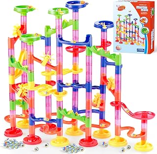 Gifts2U Marble Run, 130Pcs Educational Construction Maze Block Set for Kids | Translucent ABS Tracks, Glass Marbles, STEM Building Toy, Parent-child Play Game, Birthday Christmas gift, Ages 4–12