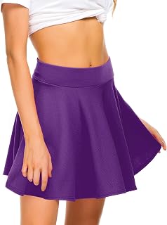 EXCHIC Women's Mini Skirt High Waisted Pleated Skirt for Casual Daily Wear