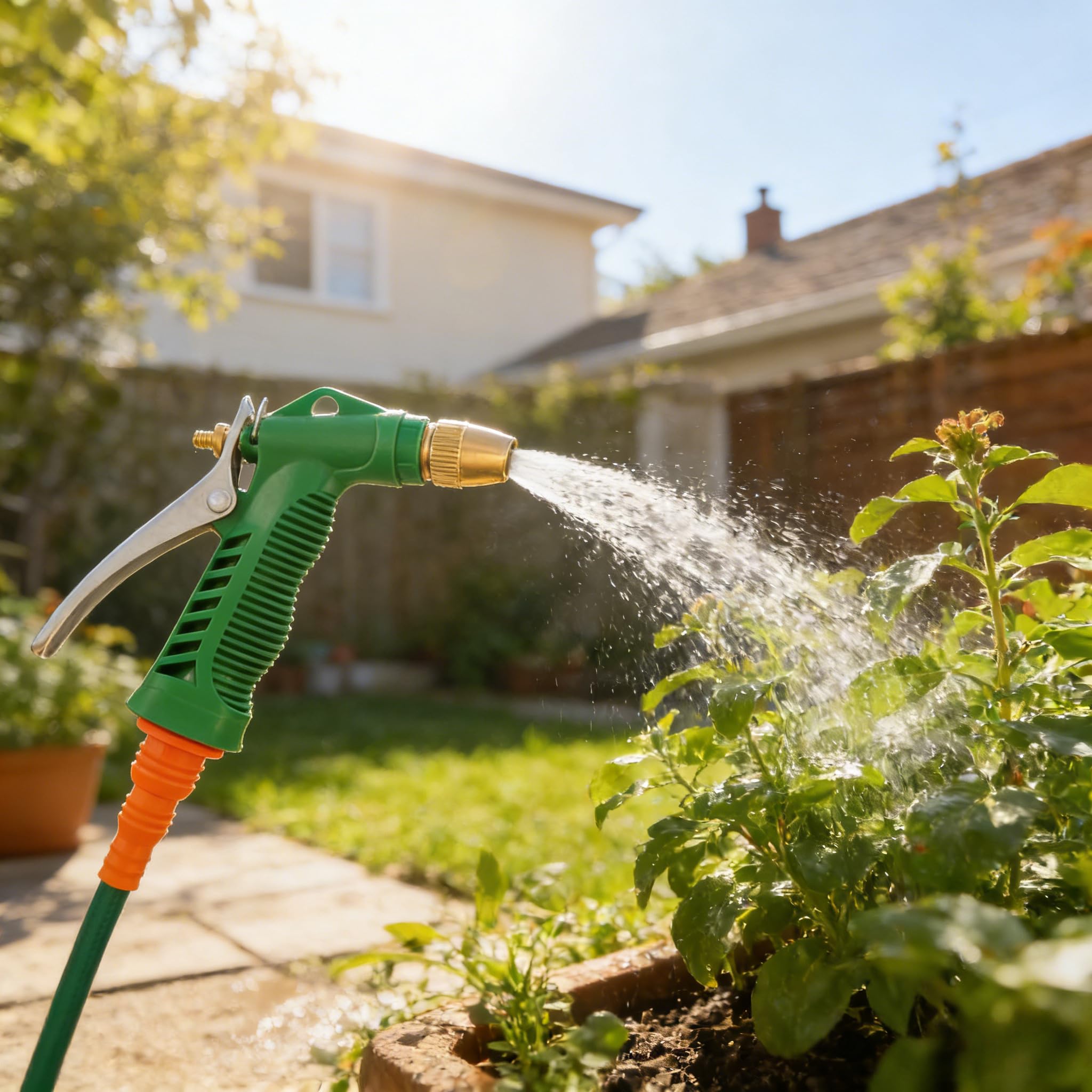 1 High Pressure Garden Hose Nozzle, Adjustable Brass Nozzle Water Spray Gun with