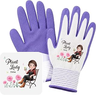 Personalised Gloves - Plant Lady Birth Flower - Gardener Of The Year - Garden gloves Women, Ladies Gardening Gloves, Garden Glives, Gardening Glives, Garden Glove for Women (Female #4)