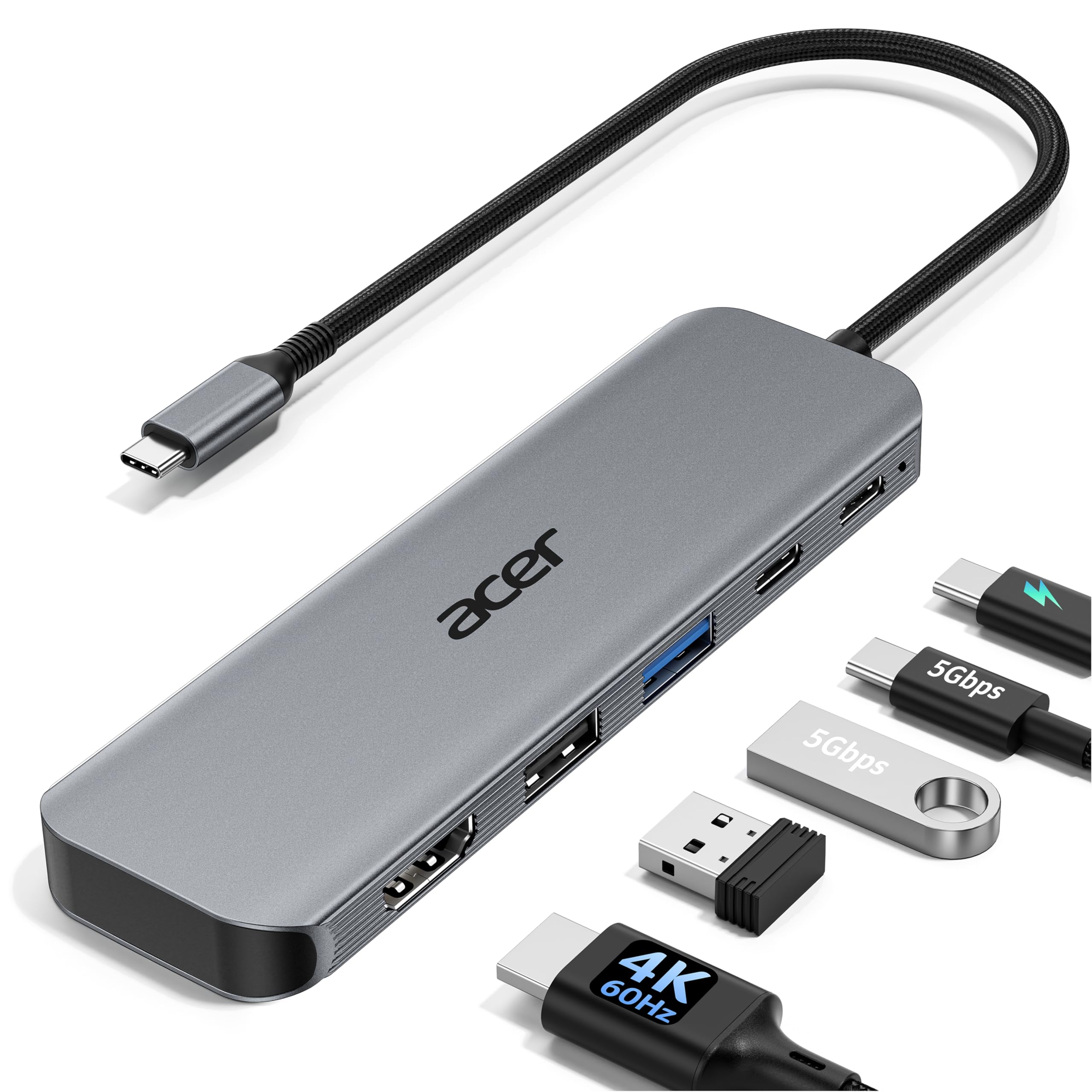 Acer USB C Hub, 5-in-1 USBC to HDMI Adapter with 4K@60Hz for Laptop/Mac | USBC S