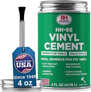 HH-66 Vinyl Cement 4 oz - Waterproof PVC & Vinyl Glue for Pools, Tarps | Flexible waterproof bond, dries clear, for vinyl, PVC and canvas, pool liners, inflatables, tarps, boat seats