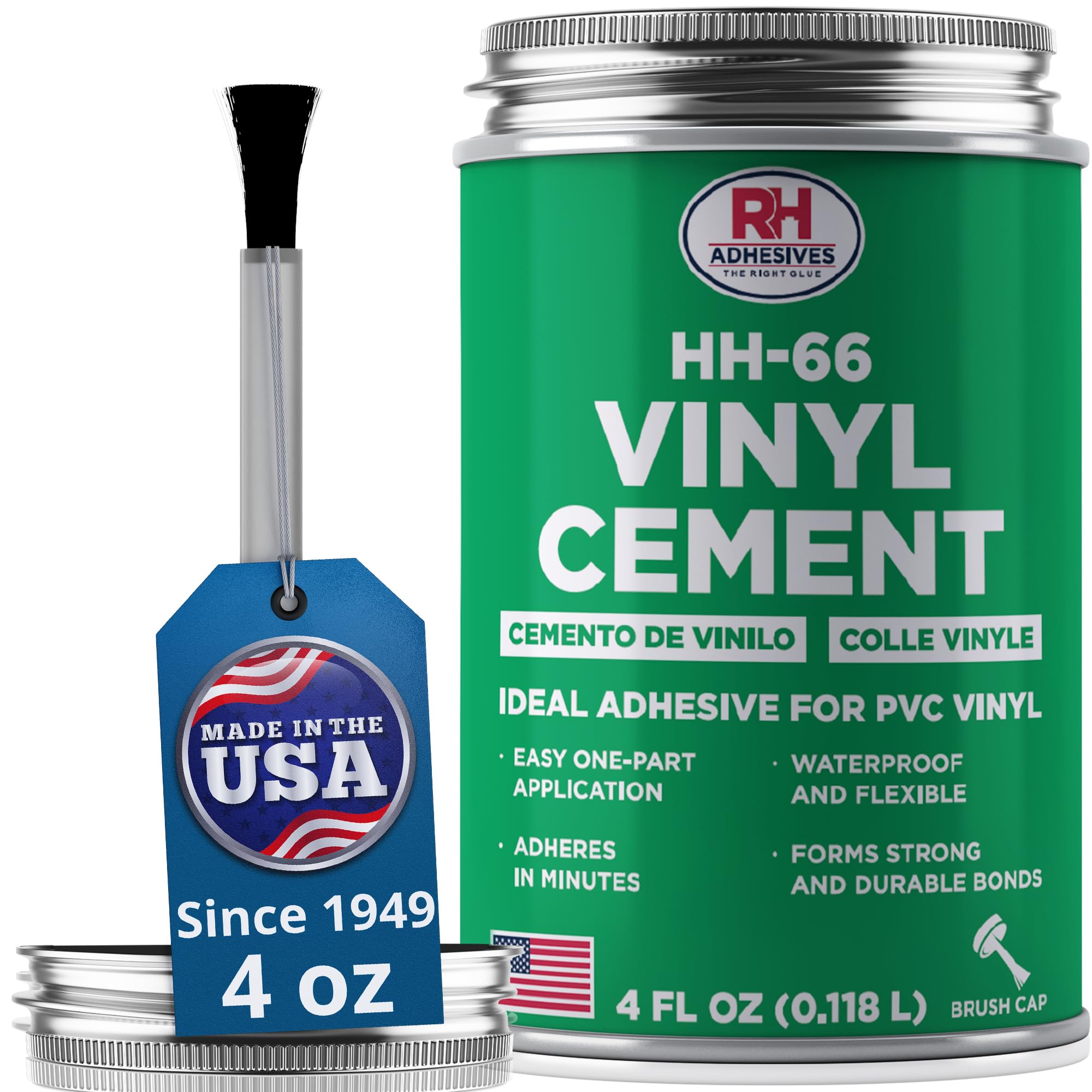 HH-66 Vinyl Cement 4 oz - Waterproof PVC & Vinyl Glue for Pools, Tarps | Flexibl