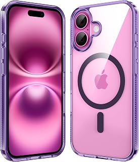 Supdeal Magnetic Clear Case for iPhone 16, 6.1", Purple