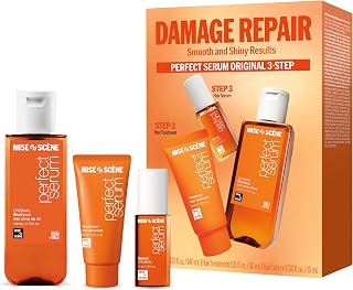 Mise En Scene Perfect Serum Original Hair Care Travel Kit (TSA Approved) | Travel Size Hair Products for Dry | Damage Repair | Mini Hair Oil for Heat Protection | Gift set for women (3 Count)