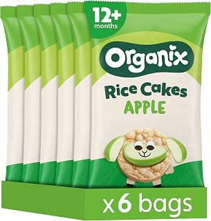 Organix Apple Rice Cakes, Baby Snack, 40 g (Pack of 6) | For 12+ Months, Organic Toddler Snack, Finger Food, Gluten-Free, Vegan Friendly, No Artificial Flavours