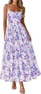 PRETTYGARDEN Maxi abito estivo da donna Boho A Line con occhielli floreali
