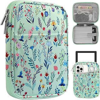 HoYiXi Universal Sleeve Bag for 6-6.8-7 inch E-Book Reader Compatible with 6.8" Kindle Paperwhite 2025-2012/6" All-New Kindle/Kobo/Pocketbook,6-7" EReader with Anti-Drop Protective Cover,fflower1