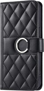 UnivoColors Galaxy A32 5G (SCG08) Quilted Leather Style Folio Case with Ring High Quality PU Elegant Cute Strap Magnetic Closure Full LCD Protection Excellent Card Storage Capacity Stand Function