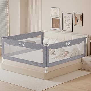 Kincongi Bed Rail for Toddlers, 3 Pieces King Size Toddler Bed Rails with 3X U-Shape Base, 10-Key Safety Protection Baby Bed Rail Guard, Height Adjustable Bed Rail for Baby, 74.8x78.7x78.7 in