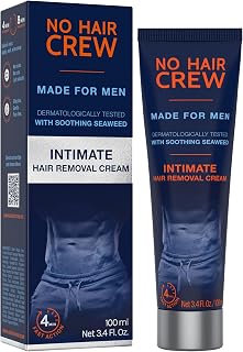 No Hair Crew Intimate/Private At Home Hair Removal Cream for Men - Painless, Flawless, Soothing Depilatory for Unwanted Coarse Male Body Hair, 100ml