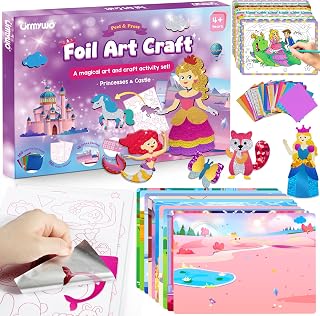 Fun Foil Art Craft Kit for Kids Ages 4-8, DIY Princess Sticker & Coloring